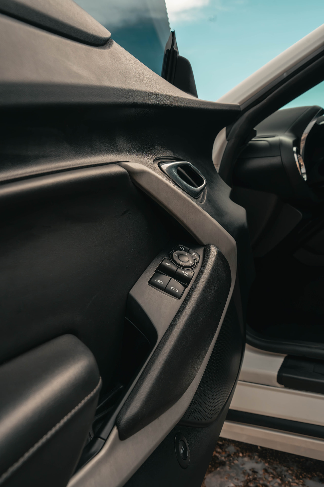 Detailed door panel and armrest with clean switchgear